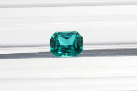 Octagon-cut Paraiba-color Lab-grown Garnet