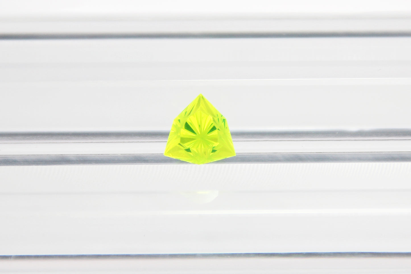 Shield-cut Trillion (broad proportions) Yellow Lab-grown Garnet